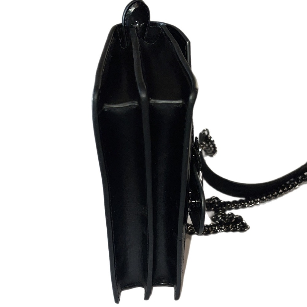 Pinko Crossbody Starry Skies Love Stud Black Leather Bag Silver Chain 8”x5” - Picture 8 of 15